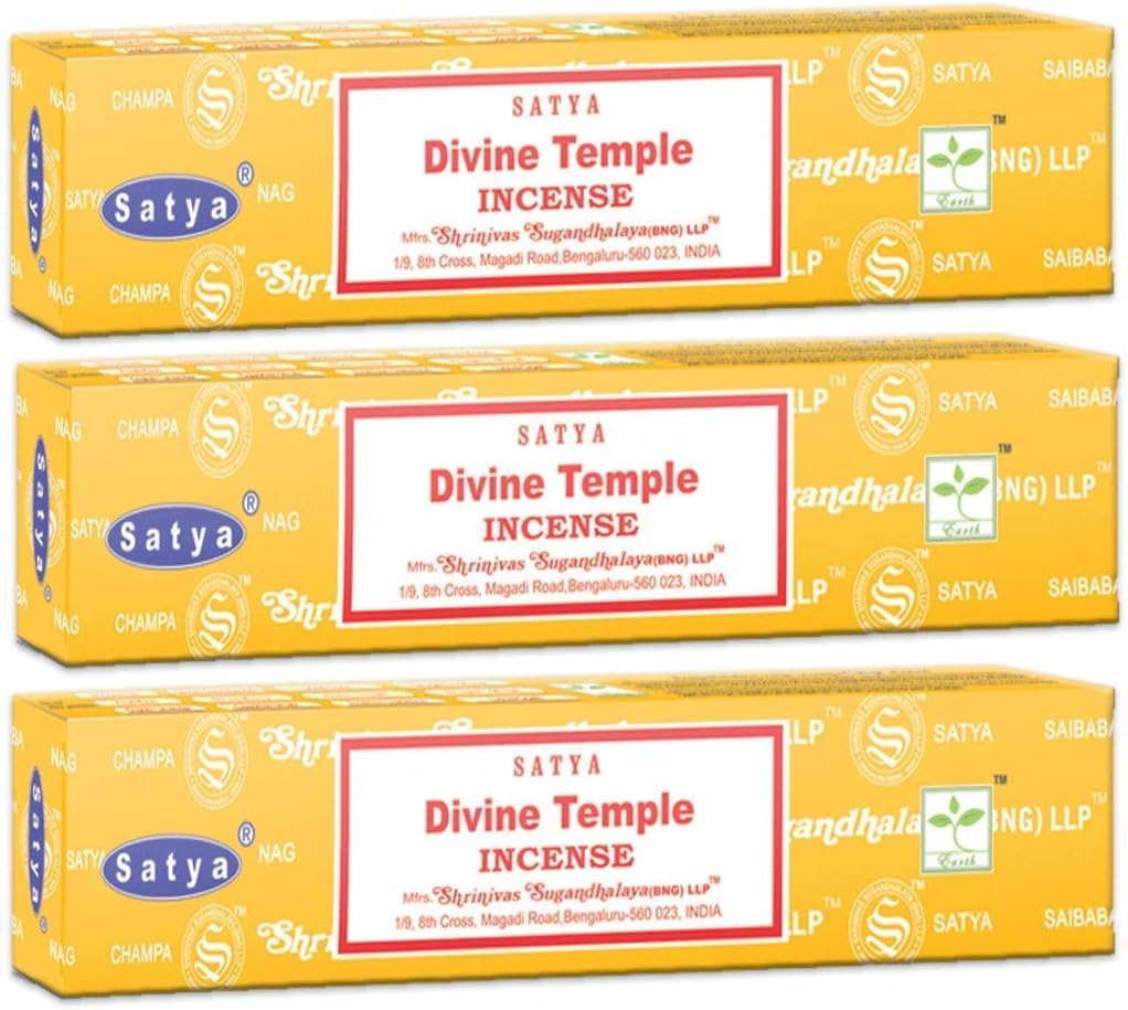 3 Packs Original Satya Nag Champa Incense Sticks - 15g Box Divine Temple Aroma