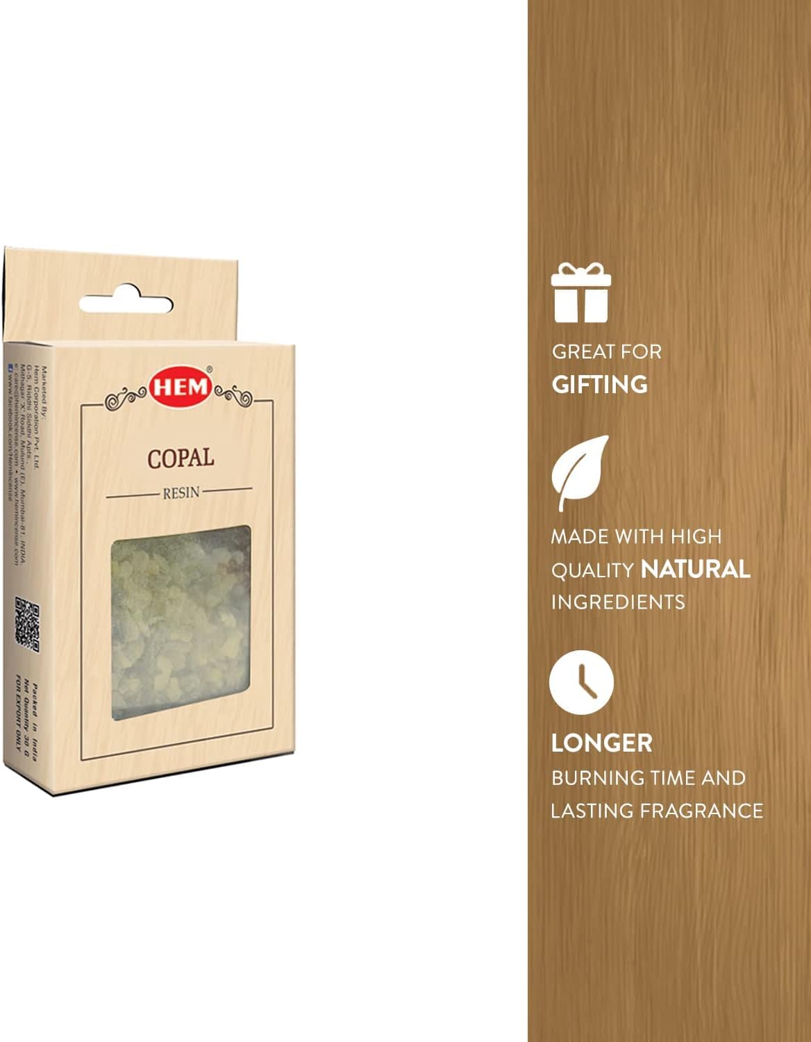 HEM Copal Incense Resin for Charcoal Burning 30gm Gift Set