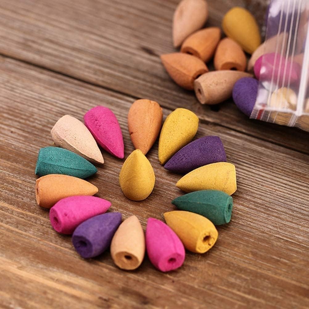 60 Pcs Mixed Natural Scents Mini Backflow Incense Cones for Home Patio and Meditation
