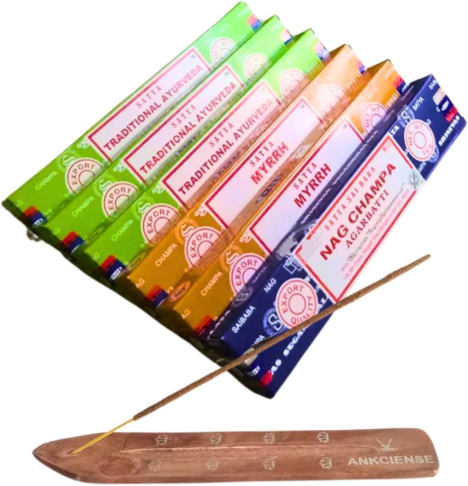 ANKCIENSE Incense Holder with 3 Fragrances 90 Sticks Variety Pack