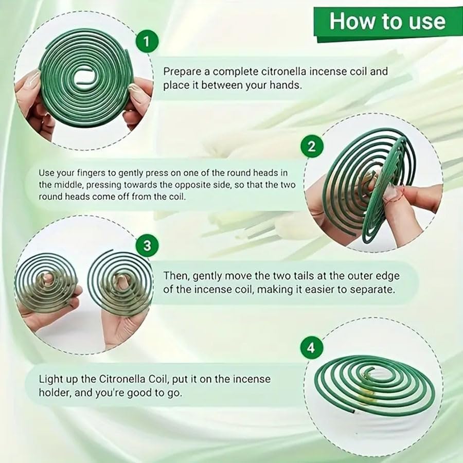 Citronella Incense Coils - 2mm Thick 48 Pieces