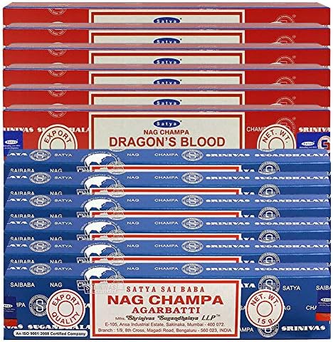 TRUMIRI Nag Champa and Dragons Blood Incense Sticks with Holder Bundle