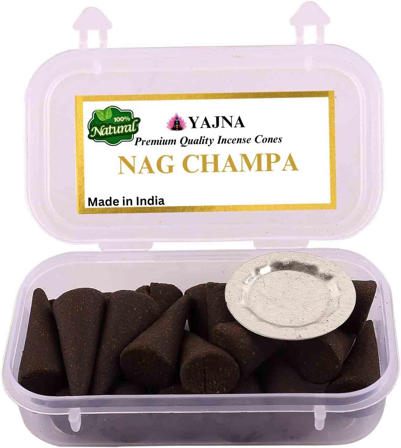 Yajna Natural Nag Champa Incense Cones 20 Count