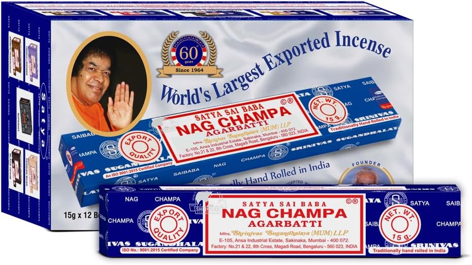Satya Sai Baba Nag Champa Incense 15g x 12 Boxes 1