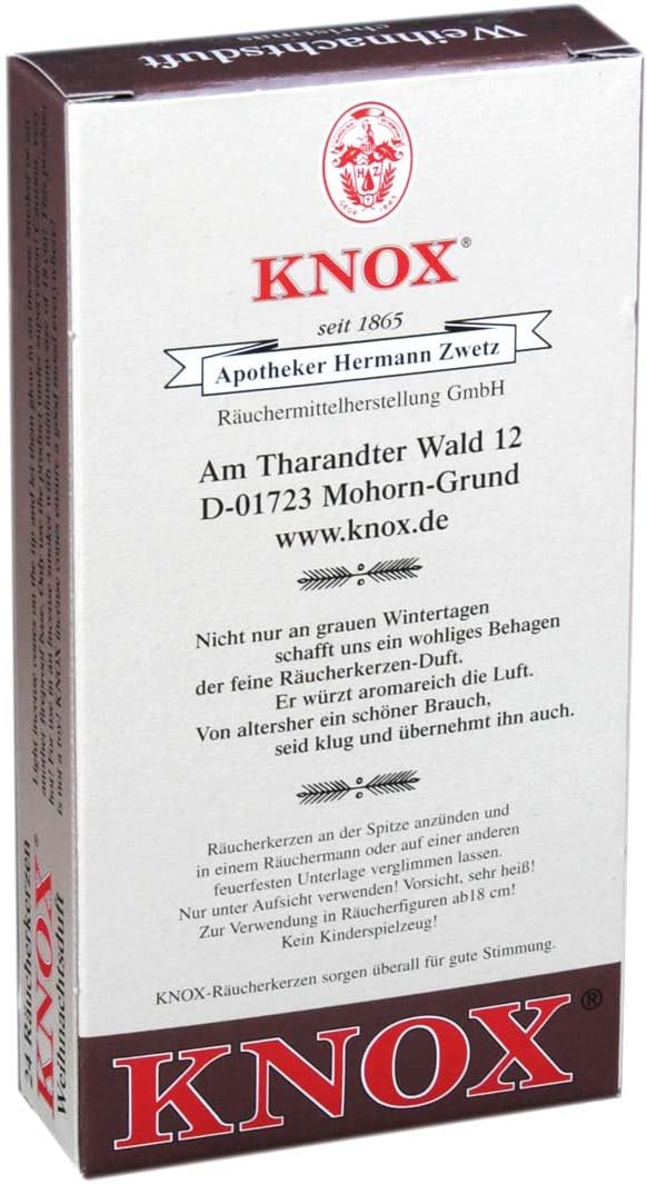 Knox Christmas Scent German Incense Cones for Holiday Smokers
