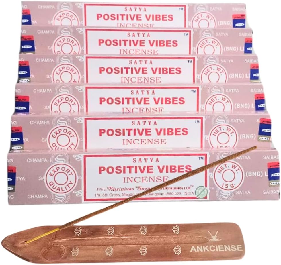ANKCIENSE Incense Stick Holder with 6 Packs of Positive Vibes Incense