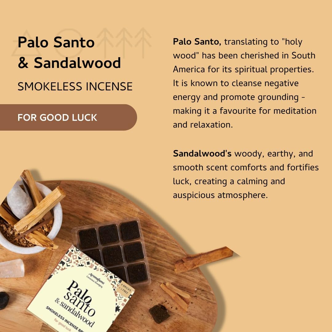 Palo Santo Sandalwood Smokeless Incense Bricks for Home Aromatherapy and Spiritual Use
