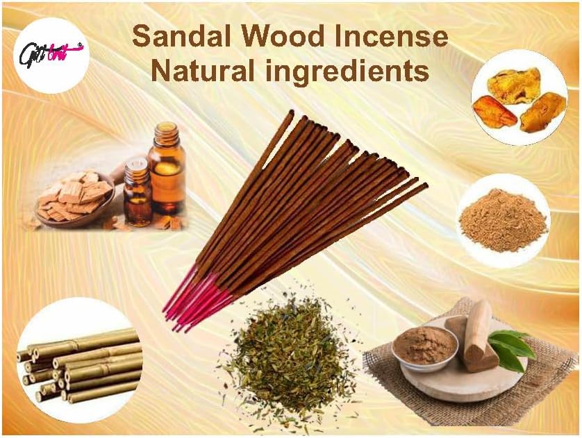 Giftbrit Sandalwood Incense Sticks 100 Pack with Holder