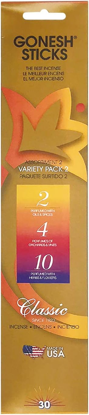Gonesh Classic Incense Sticks Variety Pack 30 Pieces
