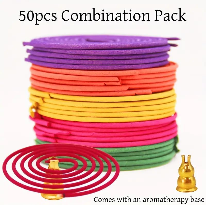 50PCS Spiral Incense Cones 5 Mixed Scents for Relaxation
