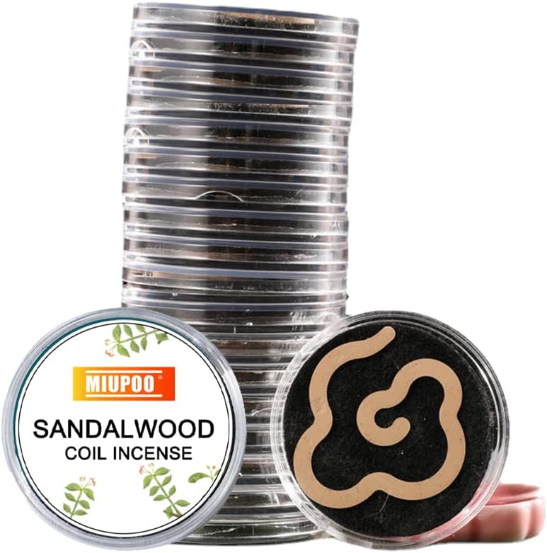 Miupoo Sandalwood Coil Incense with Portable Rack