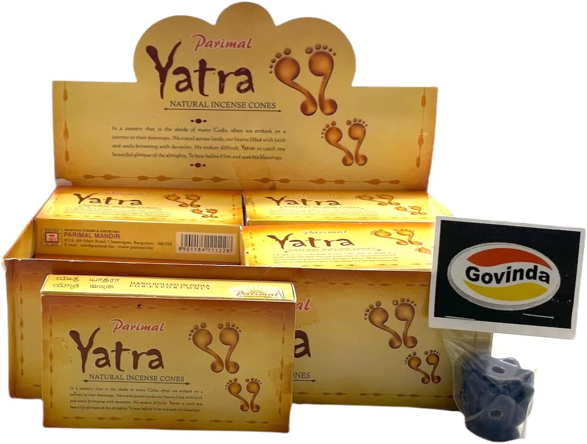 Govinda Incense Cone Holder Bundle with Parimal Yatra Natural Incense Cones