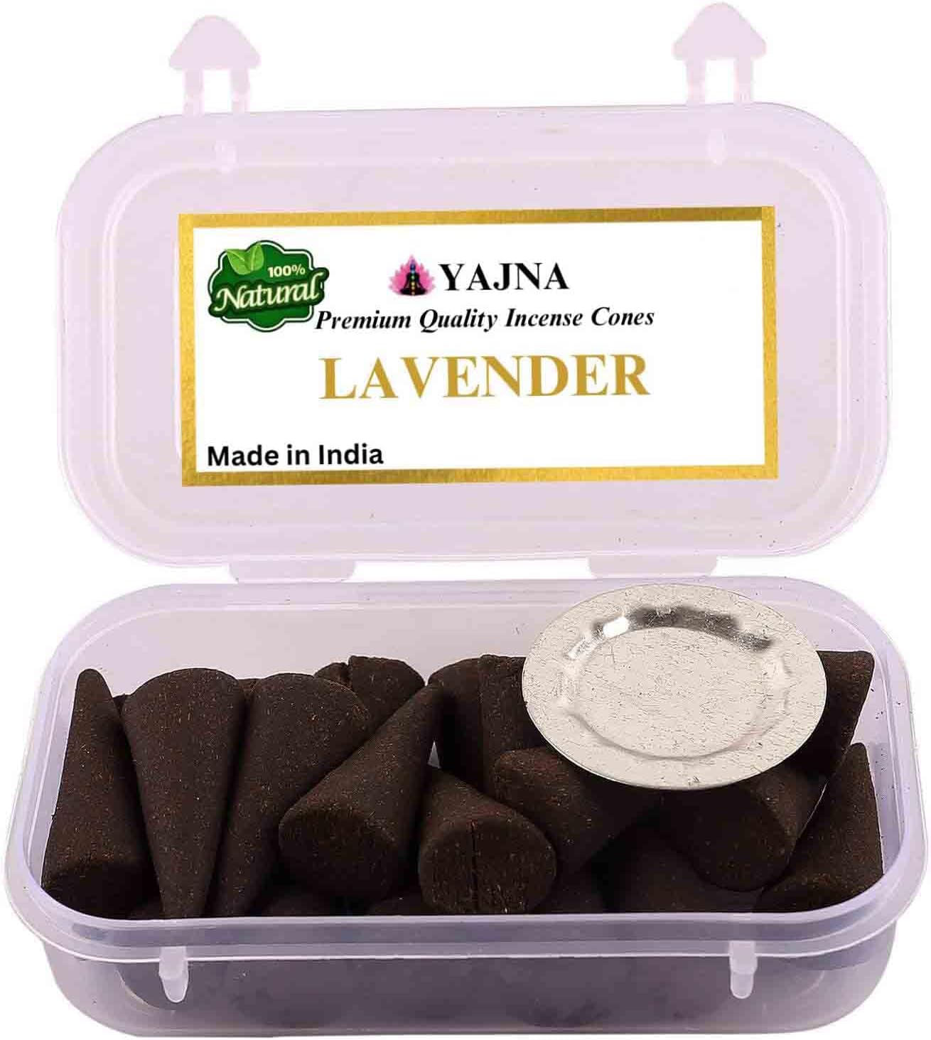Yajna Lavender Natural Incense Cones 60 Count