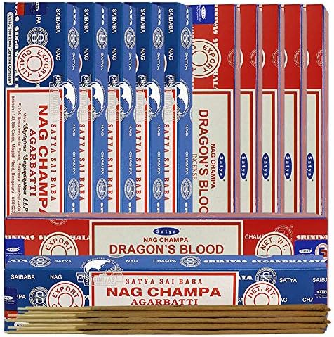TRUMIRI Nag Champa and Dragons Blood Incense Sticks with Holder Bundle