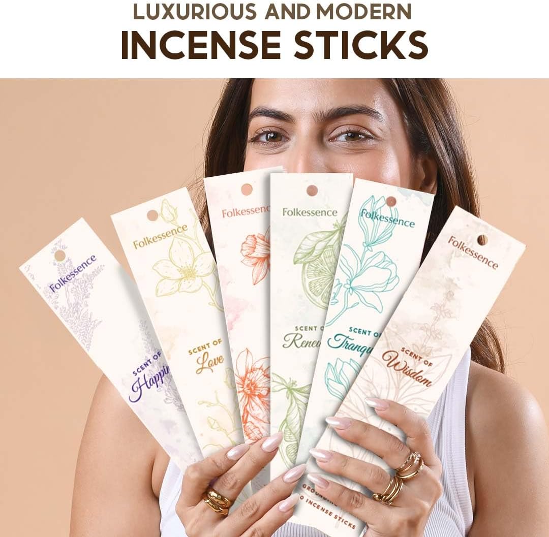 Folkulture Incense Stick Set of 6 with Holder for Gift