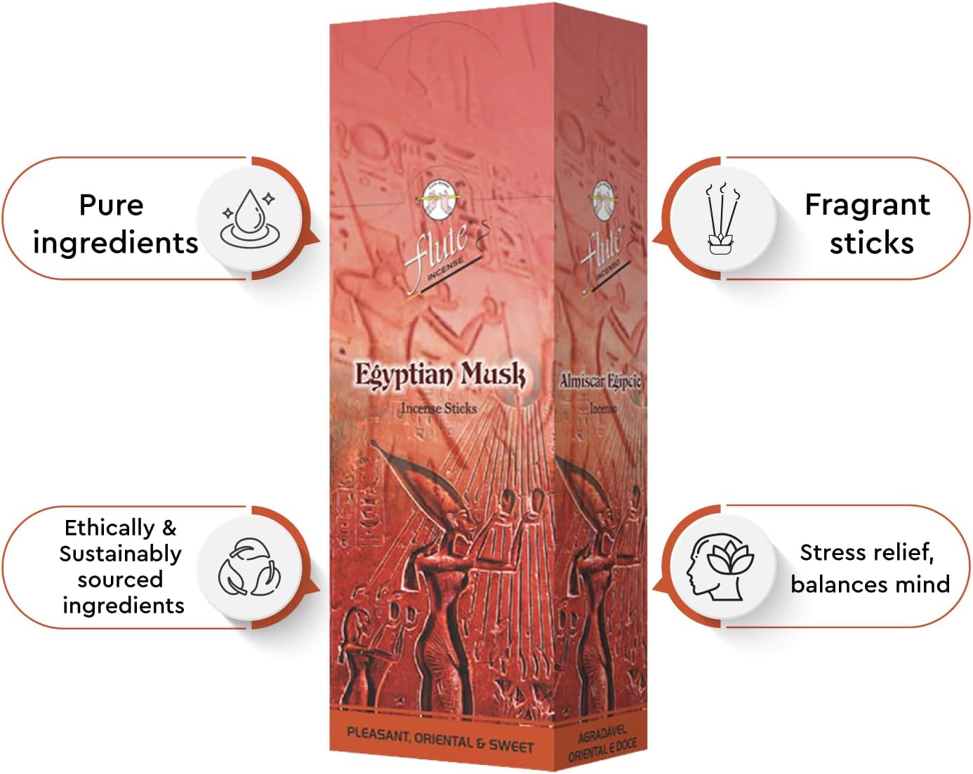 Flute Egyptian Musk Premium Incense Sticks 9 Inch