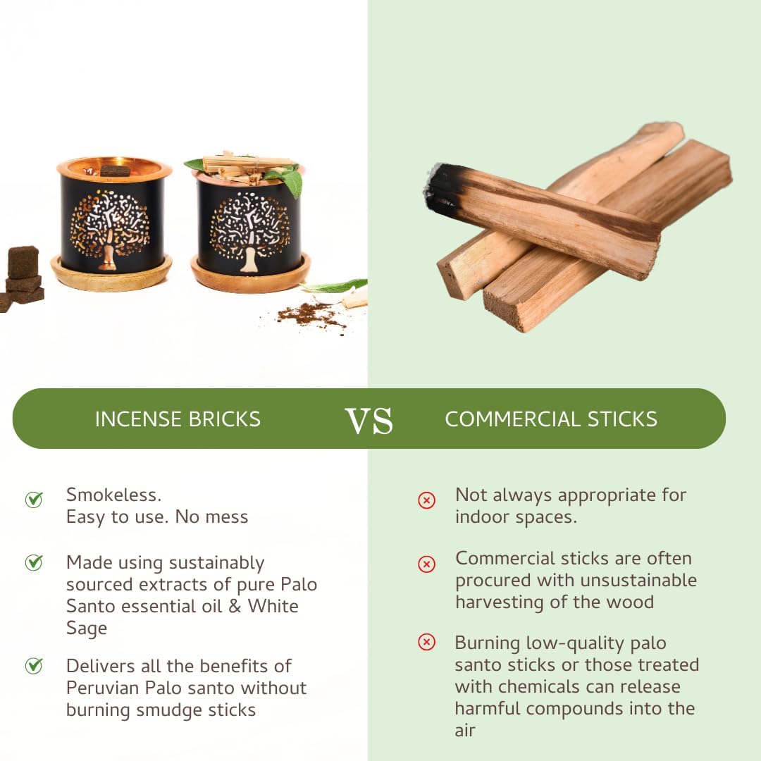 Palo Santo and White Sage Smokeless Incense Bricks Set
