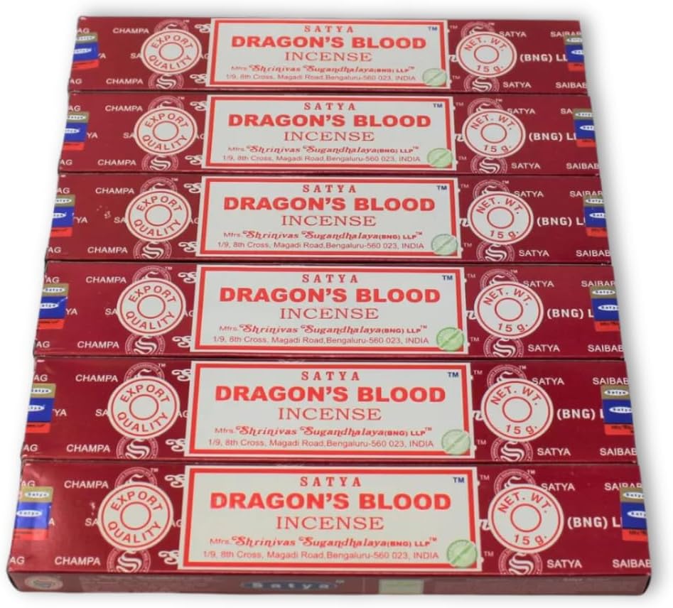 6-Pack Satya Dragons Blood Incense Sticks 15g Box