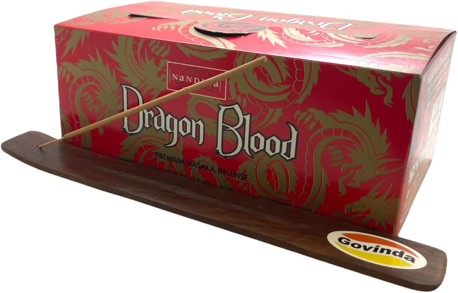Govinda Incense Stick Holder Bundle with Nandita Dragon Blood Incense Sticks