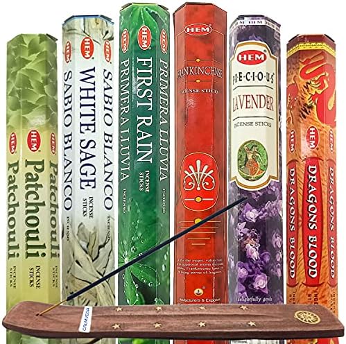 HEM Premium Incense Set with Holders - 120 Sticks 6 Scents