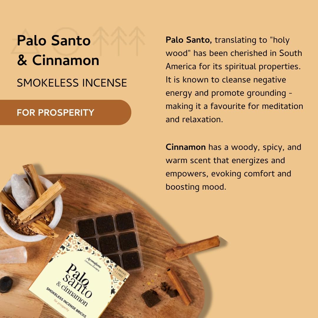Palo Santo Cinnamon Smokeless Incense Bricks with Rainbow Burner