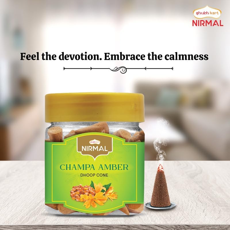 Shubhkart Nirmal Champa Amber Dhoop Cones - 60Pcs Dual Fragrance Pack
