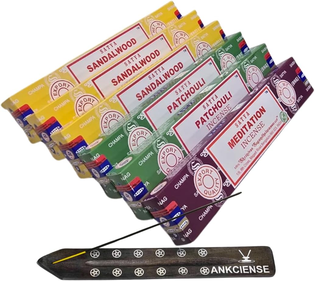 ANKCIENSE Incense Holder with 3 Fragrances 90 Sticks Pack