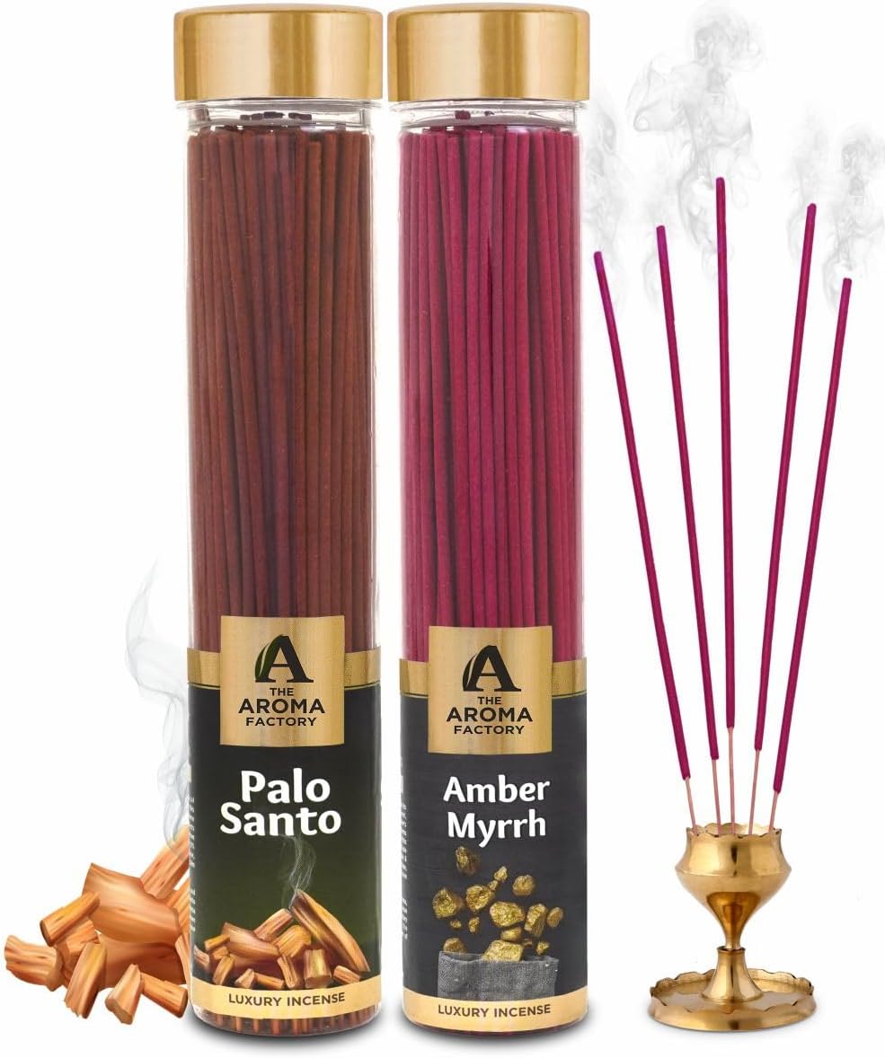 The Aroma Factory Organic Incense Sticks Palo Santo Amber Myrrh 2 x 100g