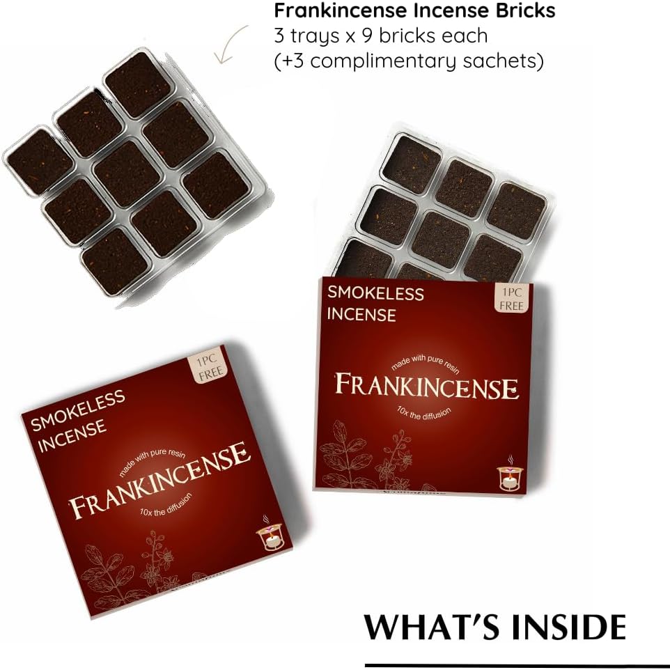Aromafume Frankincense Incense Bricks 3 Trays x 9 Pieces Refill Pack