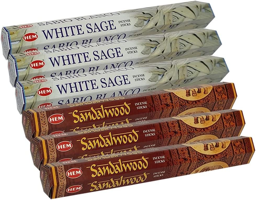 White Sage and Sandalwood Incense Sticks and Holder Bundle