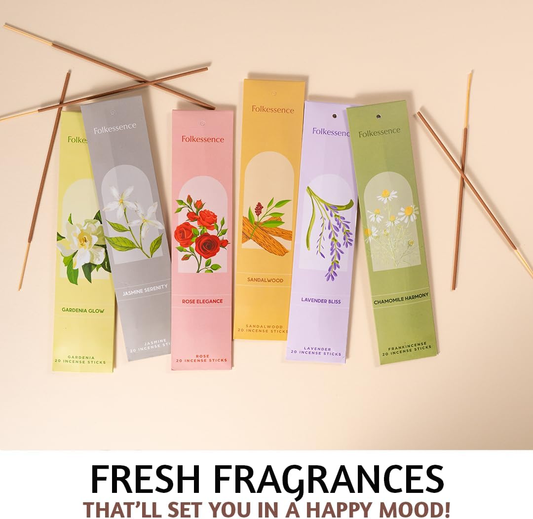Folkculture Incense Sticks with Holder Set of 6 - Fall Scents