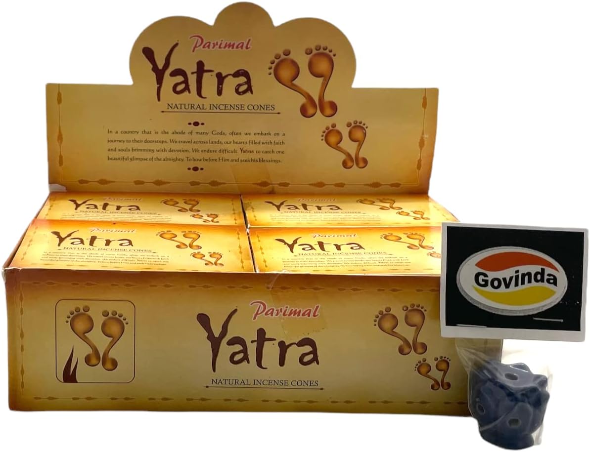 Govinda Incense Cone Holder Bundle with Parimal Yatra Natural Incense Cones