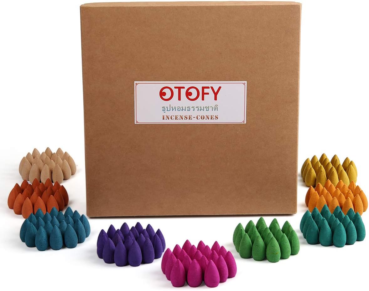 OTOFY Backflow Incense Cones 360 Pcs Natural Waterfall Tulip Jasmine Lavender Rose for Meditation Yoga