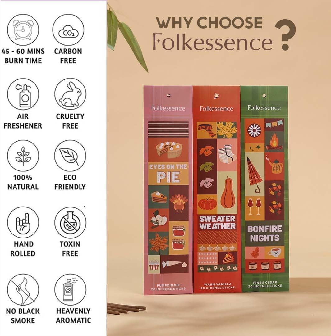 Folkulture Fall Incense Set of 6 with 45 Min Burn Time