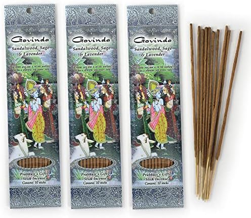 Prabhujis Gifts Spiritual Incense Sticks - Sandalwood Sage Lavender - 3 Packs
