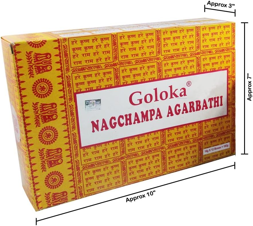 Goloka Nag Champa Incense Sticks Set of 12 Packs