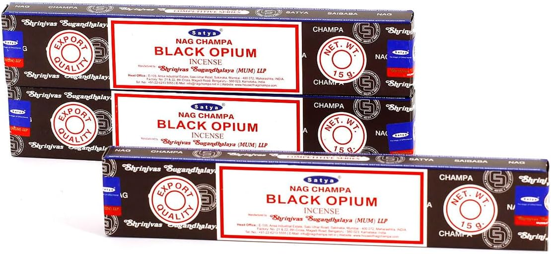 Booghe Satya Nag Champa Black Opium Natural Incense Sticks 3 Packs