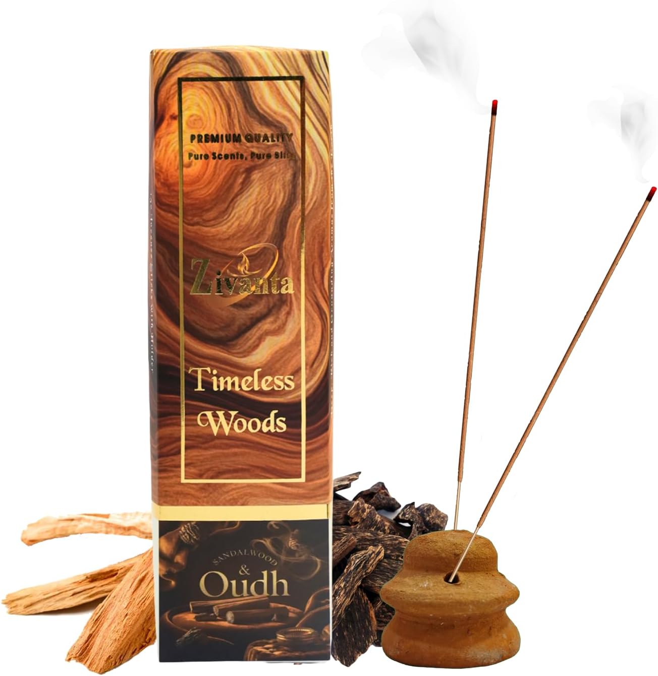 Zivanta Timeless Wood Incense Sticks Oudh Sandalwood Blend