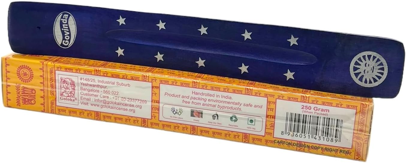 Govinda Incense Stick Holder Bundle with Nag Champa Incense - 250 GM Natural Box