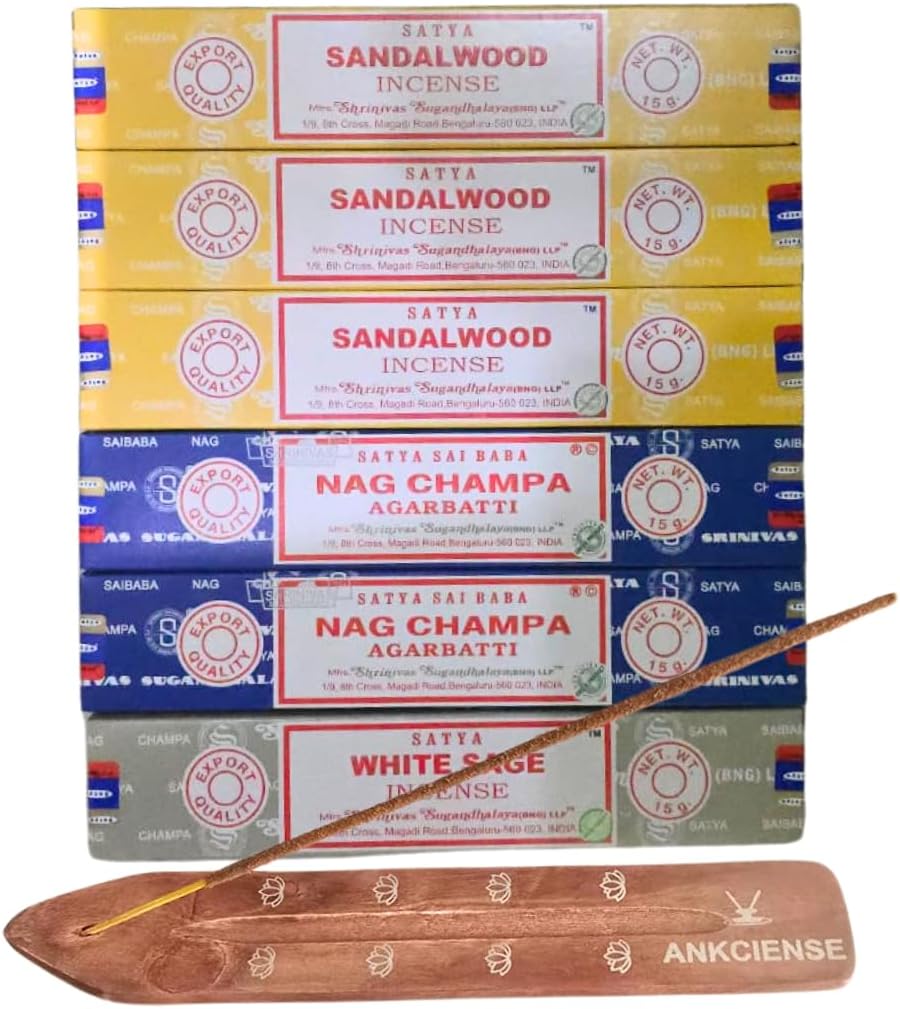 ANKCIENSE Incense Holder with 3 Fragrances 90 Sticks Set