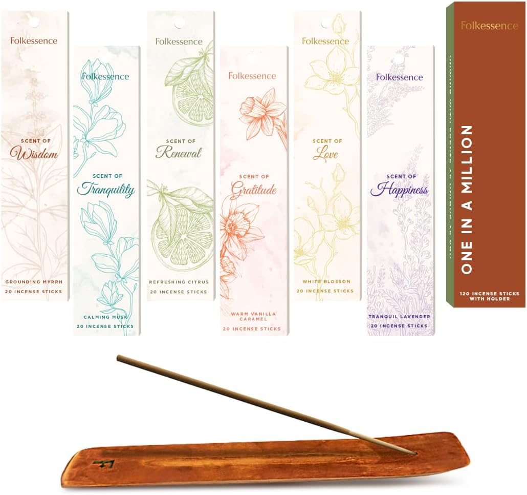 Folkulture Incense Stick Set of 6 with Holder for Gift