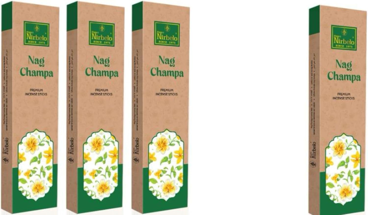Nirbelo Premium Nag Champa Incense Sticks Pack of 3 With 1 Free