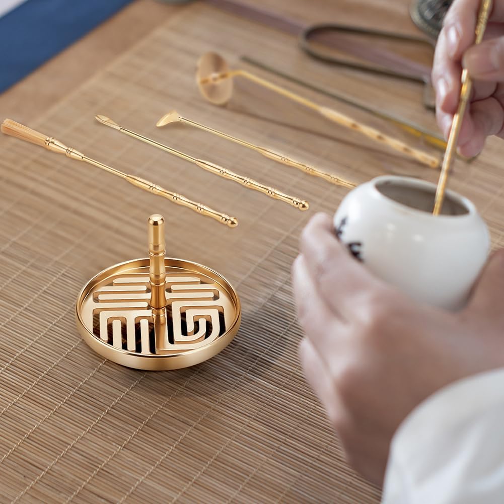 WEBEEDY 5Pcs Brass Incense Tool Kit Set for Yoga and Meditation