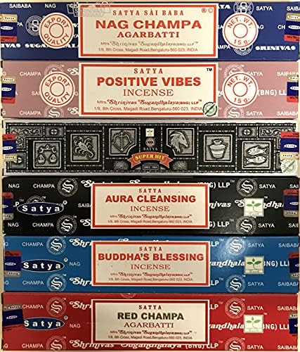 Satya Nag Champa Incense Stick Pack - 6 Scents 15g Set