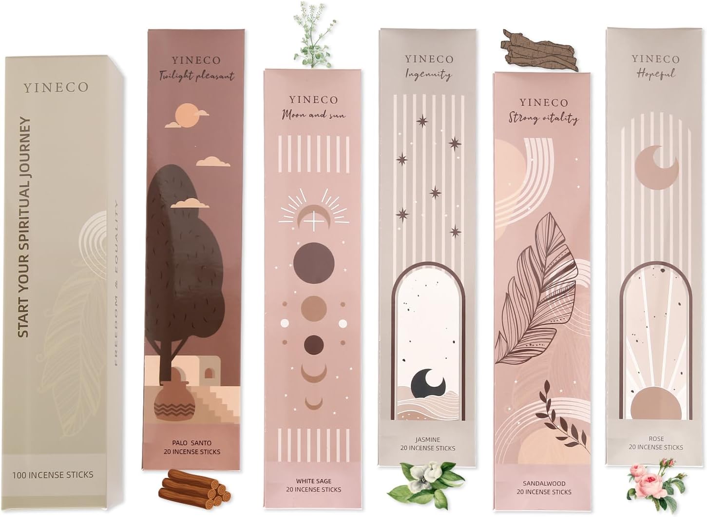 White Sage Sandalwood Incense Sticks Bundle - 100 Sticks Holder