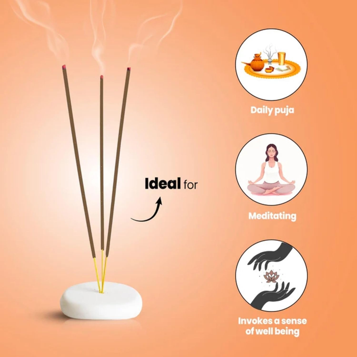 Hashcart Natural Incense Gift Set of 3 with Holder