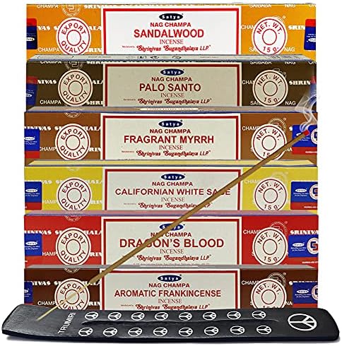 Satya Incense Sticks Variety Pack 10 with Holder