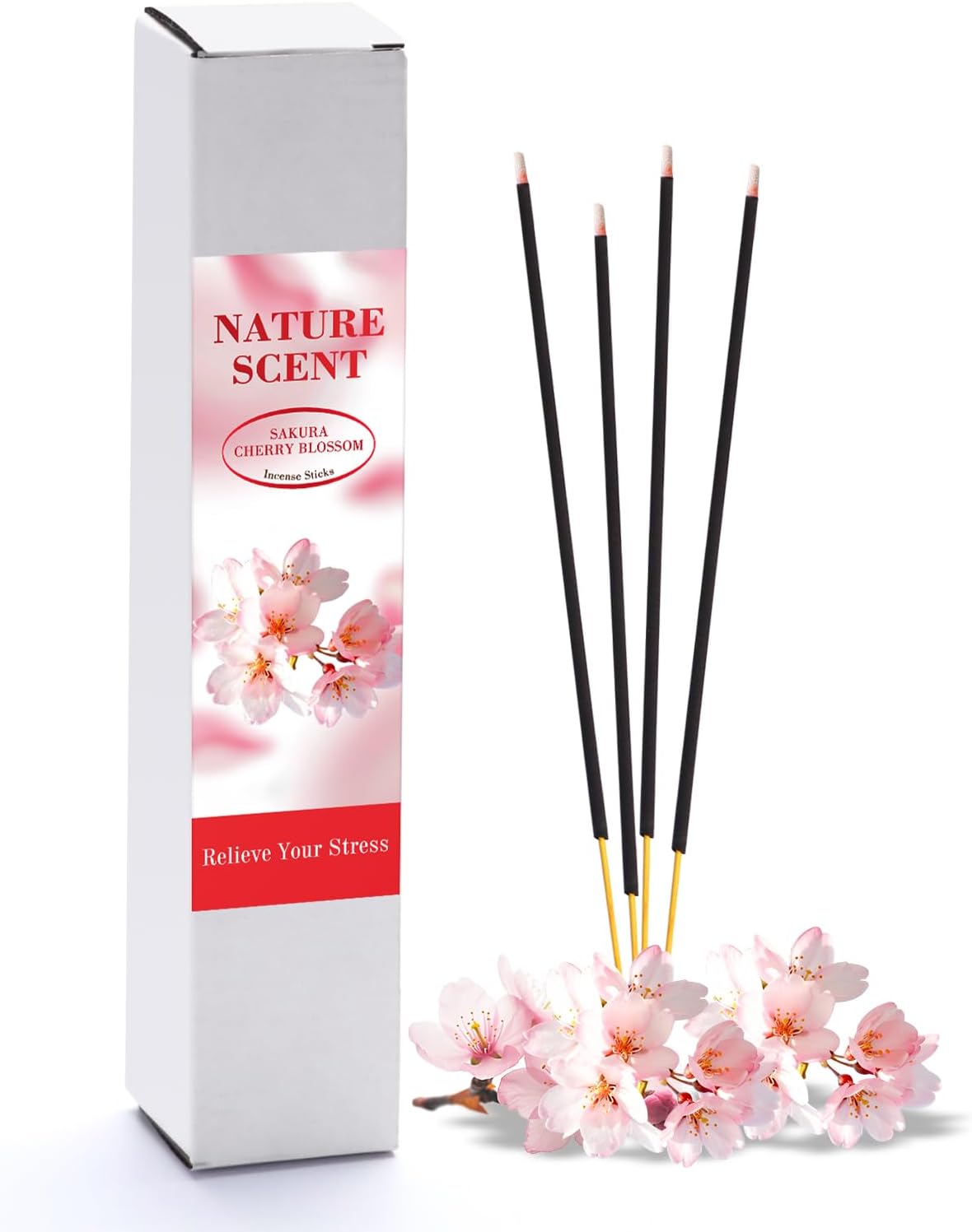 RELCHANE Sakura Incense Sticks 100pcs Natural Burn 30 mins Stress Relief