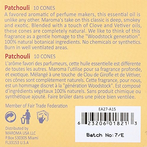 Maroma Patchouli Cone Incense 10 Count