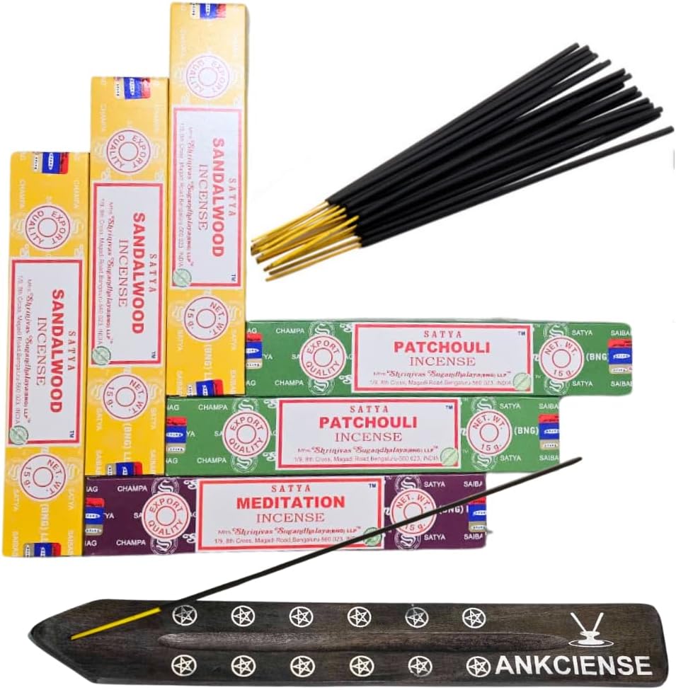 ANKCIENSE Incense Holder with 3 Fragrances 90 Sticks Pack